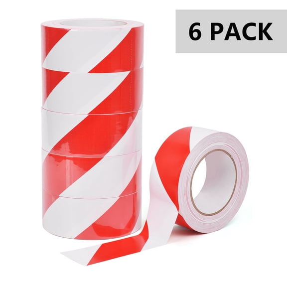 PVC Striped Safety Warning Adhesive Tape, Red & White 2 inx18Yard