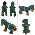 thumbnail image 4 of Abrigo impermeable mediano para perros, chaqueta para gatos con capucha ajustable y tira reflectante, mono para exteriores (verde, S), 4 of 5