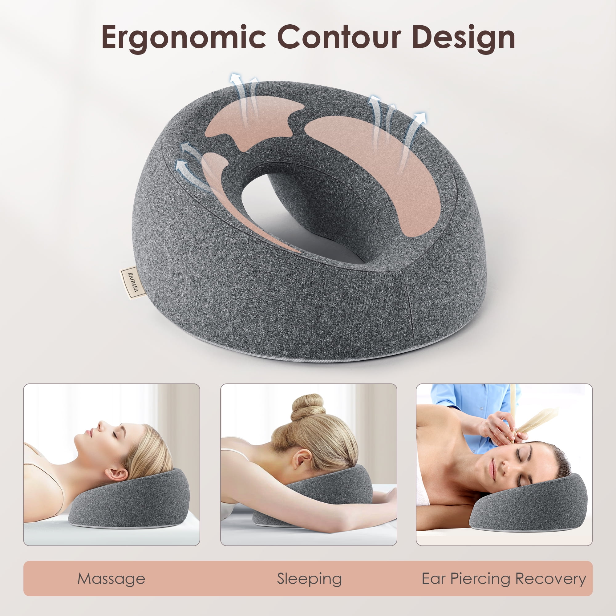 KAIPARA Face Down Pillow Massage Headrest for Bed, Memory Foam Pillow Face Cradle Support for Stomach Sleepers, Eye Post-Surgery Recovery and Spa Treatments