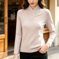 thumbnail image 6 of Vinsonshop Women's Thermal Underwear Tops Long Sleeve Overlap Mock Neck Fleece Lined Slim Fit Base Layer Winter Warm Casual Fall Clothes Light Pink XL, 6 of 6