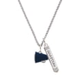 thumbnail image 1 of Delight Jewelry Silvertone Small Navy Blue Megaphone Silvertone Guardian Angel Bar Charm Necklace, 23", 1 of 4
