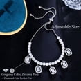 thumbnail image 6 of Adjustable Blue Cubic Zircon Square Charms Round Tennis Silver Plated Bracelet, 6 of 9