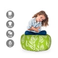 thumbnail image 2 of Leaves Storage Toy Bag Chair, Simplistic Layout of Fern Leaves with Paint Stains Grunge Monochrome Design, Stuffed Animal Organizer Washable Bag, Large Size, Lime Green White, by Ambesonne, 2 of 3