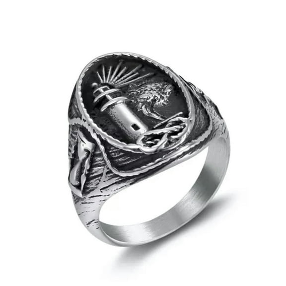 HOOUN Vintage Mens Silver Stainless Steel Gothic Viking Skull Biker Rings Jewelry 7-15-12-#29-Silver