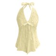 thumbnail image 4 of IWRICH Women's Summer Flowy Halter Top Cute Beach Tank Tops Going out Sleeveless Deep V-Neck for Concert Vacation Party Yellow XL, 4 of 5