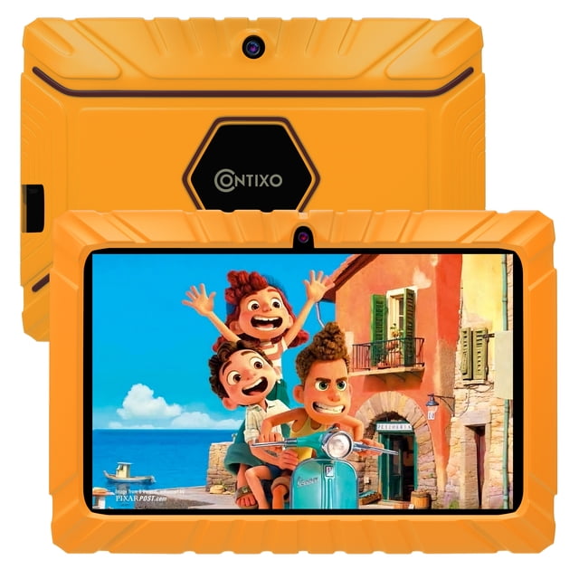 Tablette pour Enfants, Contixo V8 7‚Äù Tablette pour Tout-Petits, Tablette Android avec Étui, Jeux Éducatifs Inclus, Contrôle Parental Family Link, Wi-Fi Double Caméra, Tablette Approuvée par les Enseignants pour Enfants, Orange