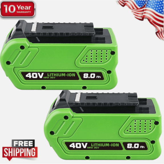 2-Packs 29462 40V 8.0Ah Li-ion Battery Replacement for GreenWorks 40V Battery Lithium 29252 25312 25322 21242 27062 Compatible with GreenWorks 40V G-MAX Cordless Power Tools