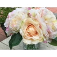 thumbnail image 4 of Enova Home Artificial Peony Rose and Hydrangea Mixed Silk Flowers Arrangement with Clear Glass Vase (Peach), 4 of 5