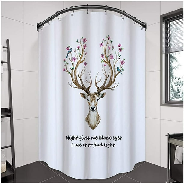 Fxb L Shaped Shower Curtain Rod Pole, Deer Antler Curtain Rod Holders