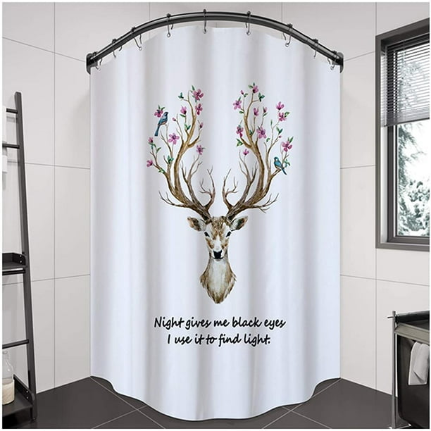 Fxb L Shaped Shower Curtain Rod Pole Bathroom Bathtub Bath Corner 304 Stainless Steel No Drilling With And Hook Ideal For 2 A 150 200cm W H Com Fxb L Shaped Shower Curtain Rod Pole, Deer Antler Curtain Rod Holders