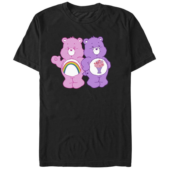 Men's Care Bears Chear Bear and Share Bear  Graphic Tee Black Large