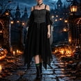thumbnail image 4 of Halloween Witch Costume for Women, Off the Shoulder Dress, Adult Medieval Vampire Butterfly Sleeve Gothic Outfits for Halloween Cosplay Party, 4 of 8