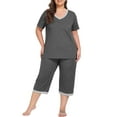 thumbnail image 5 of Cueply Women Plus Size Pajamas Set Short Sleeve Pjs Sleepwear Loungewear Nightwear with Pockets, 5 of 7