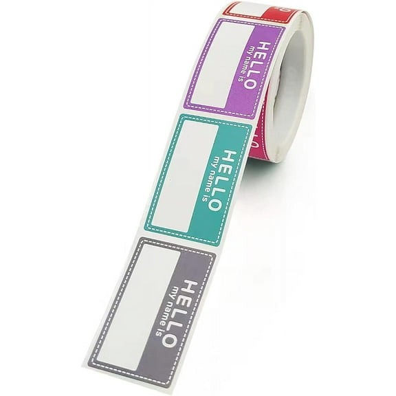 8 Colors 200 Pcs Hello My Name is Stickers, 1.6'' x 1'' Name Tag Stickers, Newborn Baby Name Sticker Labels for Classroom School Office Home