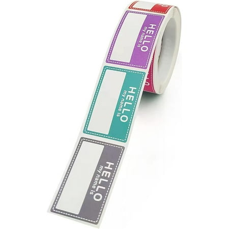 TOSEERY Hello My Name is Newborn Baby Name Sticker Labels, 1.6 x 1 inches, Multicolor, 200 Count