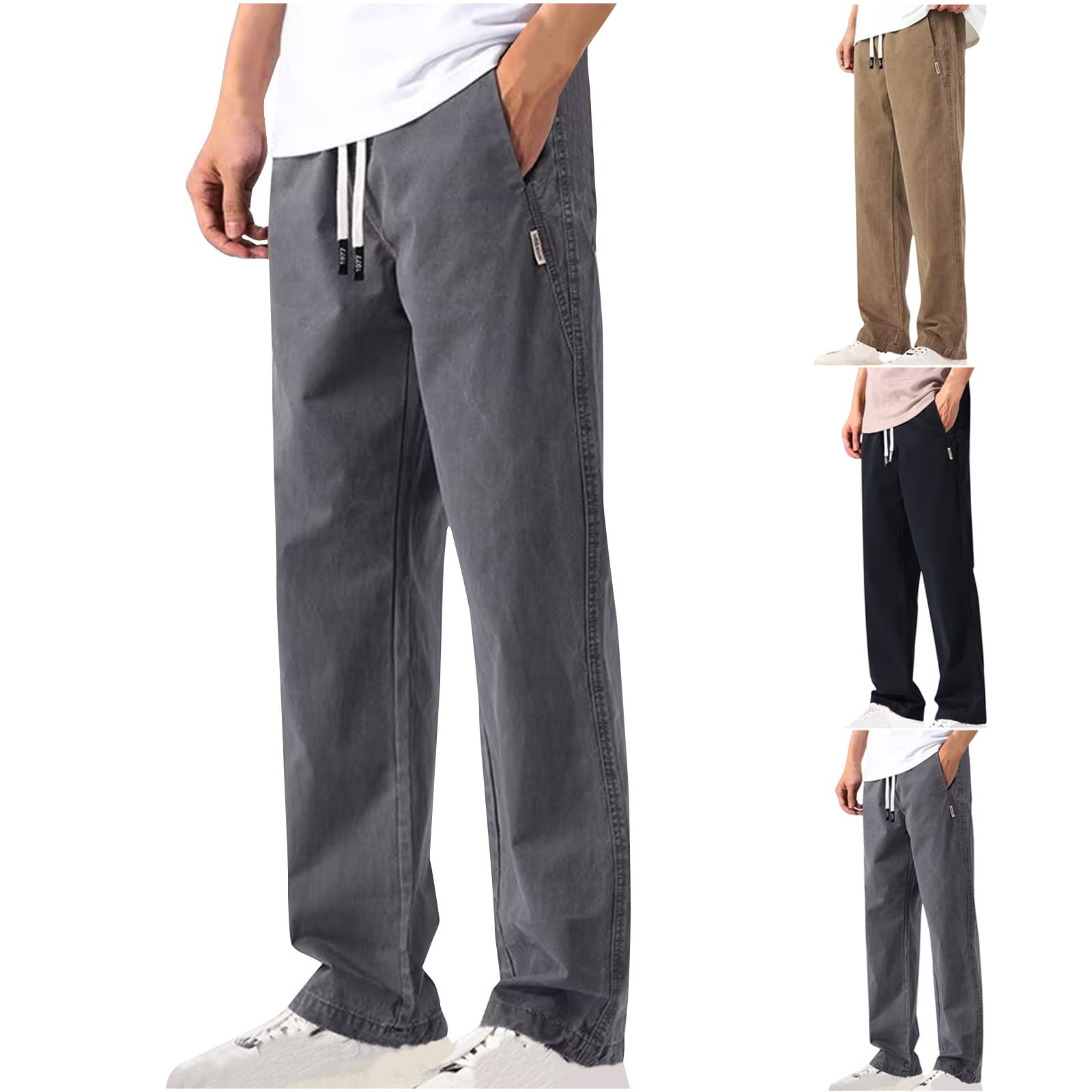 Pantalon Jean Homme Coupe Décontractée - Taille élastique, Poches Zippées, Style Cargo Vintage - 13