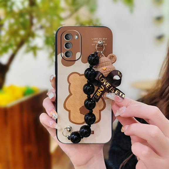 HBH-Phone Case For MOTO G Stylus 2022, Anti-knock Waterproof Skin-friendly feel cute protective case soft case Back Cover Cartoon Dirt-resistant Simplicity silicone Black pearl pendant