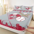 thumbnail image 3 of Homewish Cartoon Sports Teens Twin Sheet Sets, Grey Red Stripes Abstract Twin Fitted Sheet, Baseball Player Flat Sheet, Ultra Soft Bedroom Decor, 3 Pieces, 3 of 7