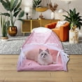 thumbnail image 6 of Cat Bed Tents Dog House Indoor Outdoor, Summer Beds Breathable Tent House with 2-Sided Cushion for Small Dogs Cat, Lace Mesh Breathable Windows Door Curtains Removable Portable Nest Teepe House, 6 of 6