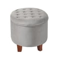 thumbnail image 5 of HomePop Pouf de Rangement Rond en Velours Capitonné à Boutons avec Couvercle Amovible, Gris, 5 of 5