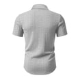 thumbnail image 6 of Bxsruta Men's Casual Short Sleeve Button Down Shirt Textured Striped Wrinkle Free Breathable Stretch for Daily Outdoor, 6 of 7