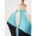 thumbnail image 6 of renvena Kids Girls Sleeveless Halter Sparkle Diamond Ballet Dance Gymnastic Leotard Unitard with Hair Band Lake Blue 10, 6 of 7