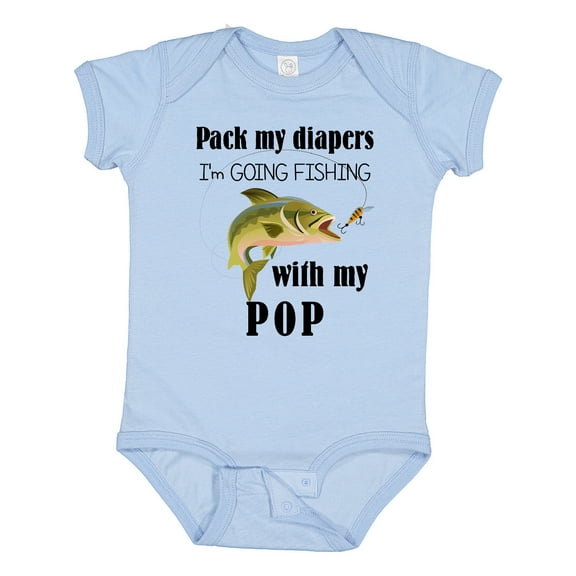 Inktastic Pack My Diapers I Am Going Fishing with Pop Boys or Girls Baby Bodysuit