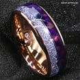 thumbnail image 2 of Tungsten Rings for Men Wedding Bands for Him Womens Wedding Bands for Her 8mm Rose Gold Purple Agate Meteorite Arrow, 2 of 7