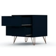 thumbnail image 4 of 21" Farmhouse Nightstand, Wooden Storage Nightstands with 2 Drawers and Gold Legs, Side Bed Table for Bedroom, Living Room, Dark Blue, 4 of 6
