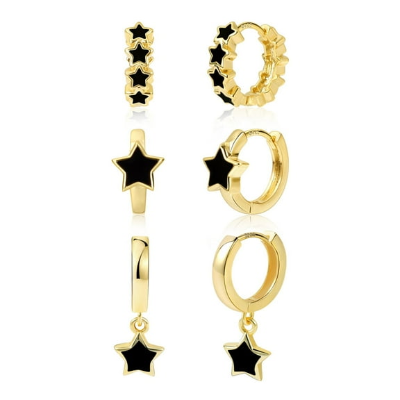 Lancharmed Gold Plated Women's Earrings,Pentagram Pendant Earring Birthday Gifts for Her