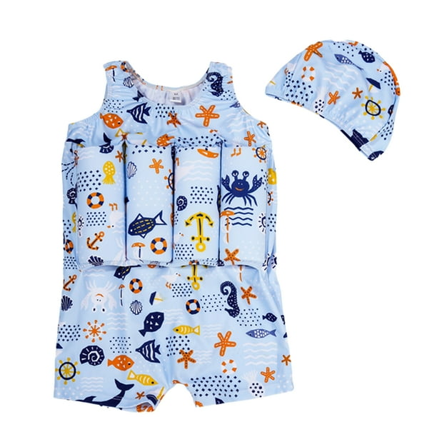 Traje de baño con flotador de una pieza para niños, chaleco de natación, traje de baño flotante desmontable, perfecto para que los niños o los bebés aprendan a nadar