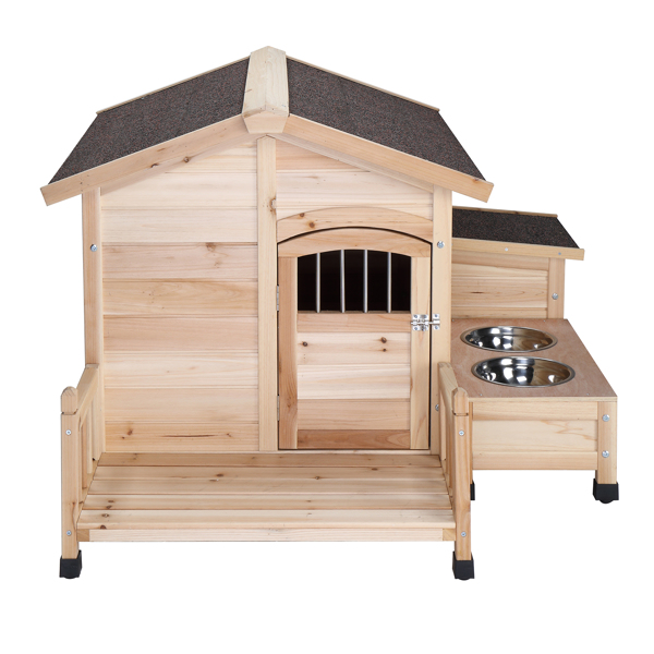 Wooden outdoor dog house Pet House shelter Cabin style，Asphalt roof