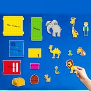 HOOJOJO Dear Zoo Felt Story Set, 17PCS Animal & Crate Felt with Hook-and-Loop Dots, Interactive Classroom Storytelling Prop for Ages 3+, Preschool Teaching Aid