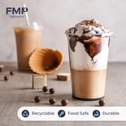 Fit Meal Prep 16oz Cold Coffee Clear Plastic Boba Cups with Dome Lids,100 Pack Disposable Dome Lid Cups for Iced Coffee,Smoothies,Parfaits & Desserts