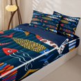 thumbnail image 3 of Manfei Boho Pike Fish Zipper Queen Comforter Set with Fitted Sheet and 2 Pillowcases,Tribal Rustic Animal Zipper Bedding Set, Navy, Blue Reversible, 4 Pieces, 3 of 7