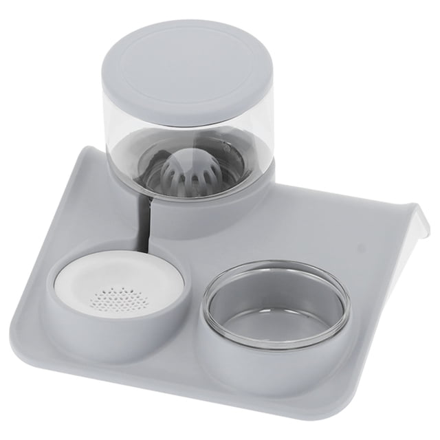 Dispensador de agua para mascotas y juego de cuencos de comida, dispensador de agua automático para gatos de 1,8 L, alimentador de alimentos