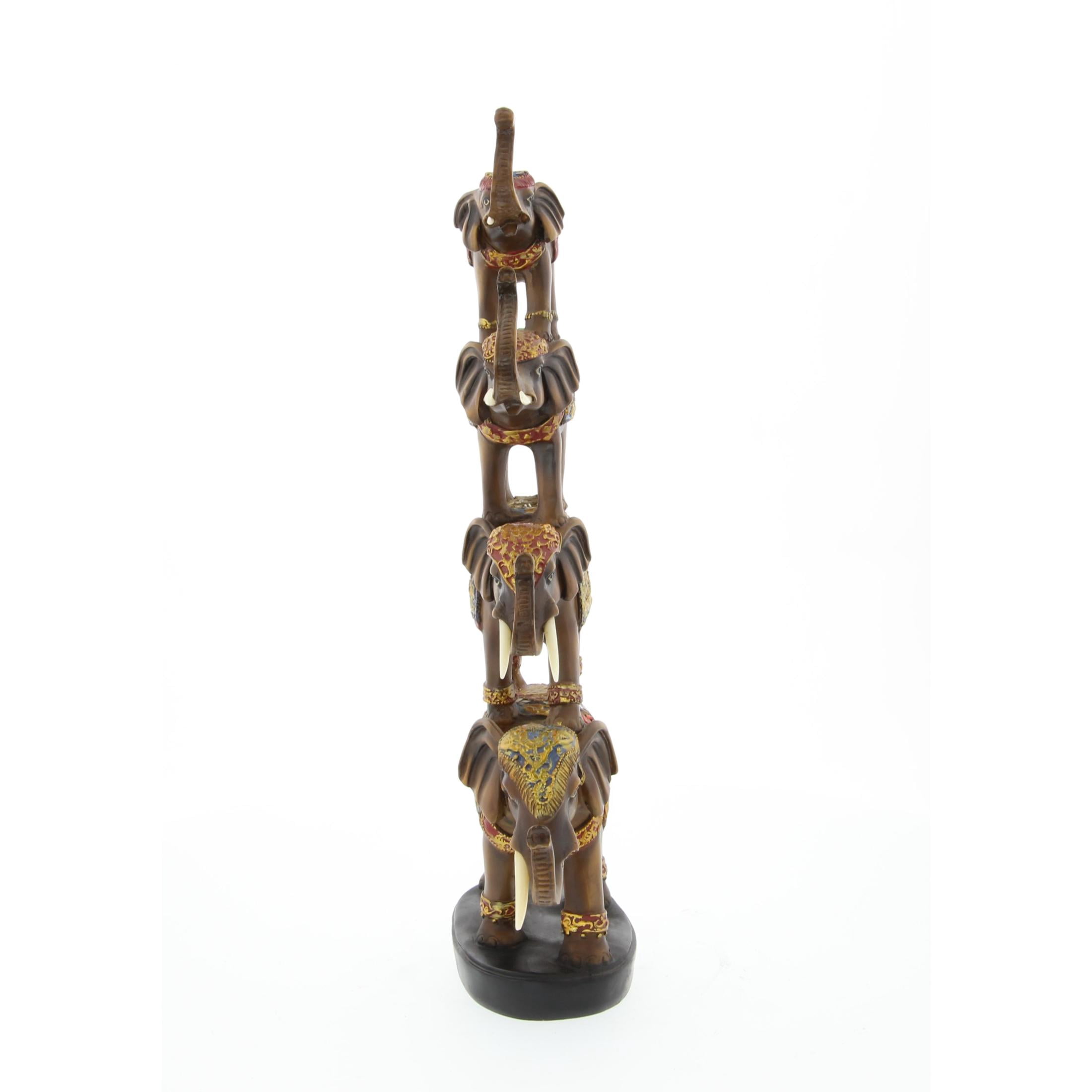 9" x 18" Brown Polystone Elephant Sculpture, by DecMode