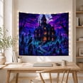 thumbnail image 5 of Haunted Mansion with Gravestones and Full Moon, Eerie Gothic for Dark Art Lovers, Spooky Cemetery Wall Art, Halloween Gift Tapestry Wall Hanging for Bedroom and Dorm, 5 of 7