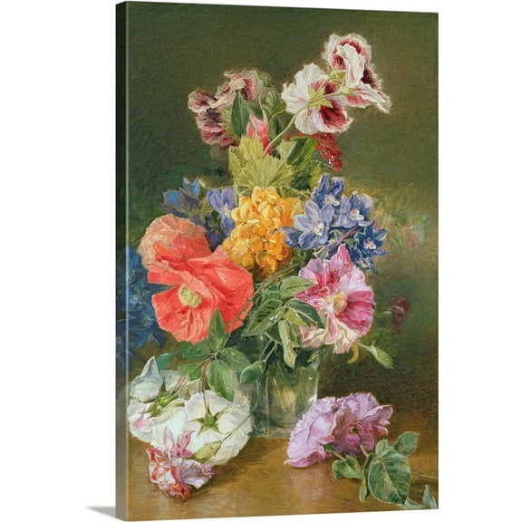 Great BIG Canvas | "Roses, Poppy and Pelargonia" Canvas Wall Art - 20x30