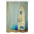 thumbnail image 1 of Nautical Stall Shower Curtain, Nautical Boat Standing against the Wall Other Aquatic Objects Sea Featured Picture, Fabric Bathroom Set with Hooks, 54W X 78L Inches, Blue Beige, by Ambesonne, 1 of 1