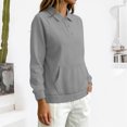 thumbnail image 4 of WUSUOWEI Womens V Neck Long Sleeve Sweatshirt Bottom Tops Lightweight Dressy Casual Business Basic Pullover Top with Pockets 2026 Fall Winter Outfits XXL, 4 of 6