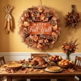 thumbnail image 2 of Fall Thanksgiving Ribbon Wreath Harvesting Festival Front Door Decoration Wooden Sign Door Hanging with Happy Fall Yall Plaque Rustic Farmhouse(Orange), 2 of 9