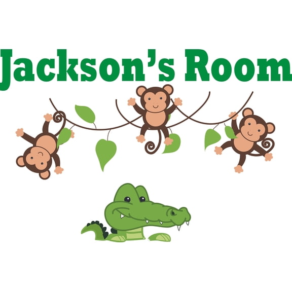 Jungle Animal Crocodile Monkey Decors Wall Sticker Art Design Decal for Girls Boys Kids Room Bedroom Nursery Kindergarten House Fun Home Decor Stickers Wall Art Vinyl Decoration (20x40 inch)
