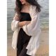thumbnail image 3 of Camisa blanca de protección solar para mujer, cárdigan sexy de gasa sin espalda con protección solar, blusa informal holgada de color liso elegante de verano, 3 of 4