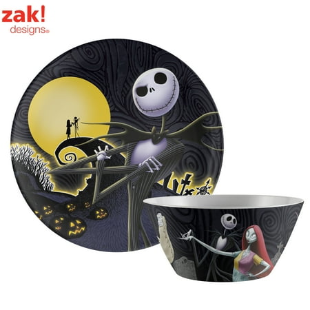 Disney Christmas Plate - Nightmare Before Christmas Jack Skellington & Sally Plate & Bowl