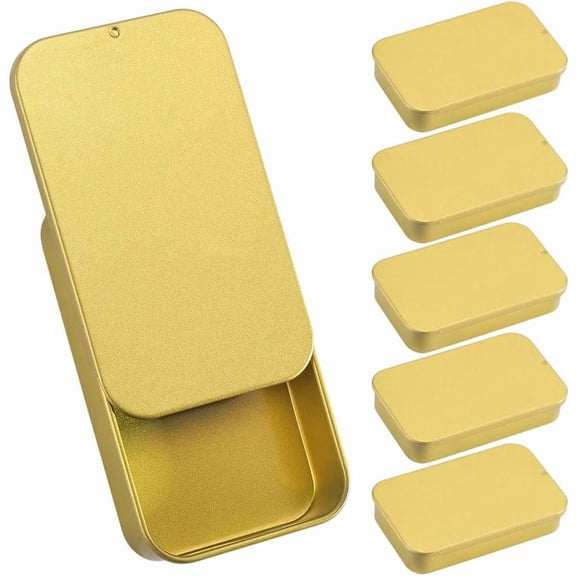 1 Set 6Pcs Slide Top Tinplate Trinket Storage Boxes Rectangle Yellow 8.2x5x1.55cm 1color