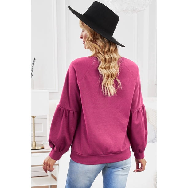 ABPHQTO Sudadera de mujer con manga raglán y mangas raglán de color morado