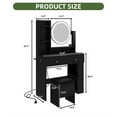thumbnail image 6 of Uforic Makeup Vanity Desk with Mirror & Lights, Vanity Table Set with Bench Chair and 3 Drawers & Storage Shelves - Black, 6 of 9