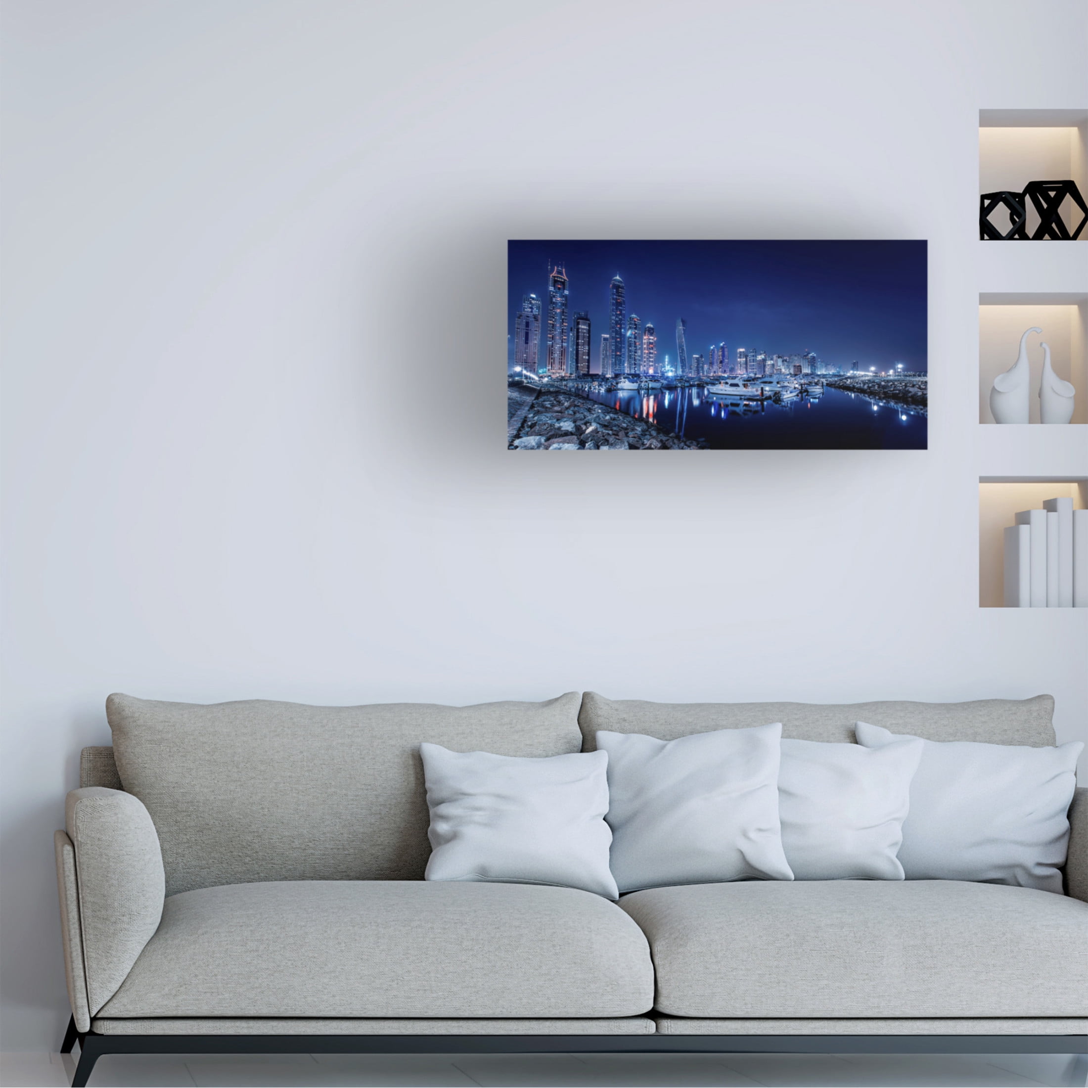 Canvas Wall Art - Mohamed Raof 'Blue Night' Wall Art for Living Room, Bedroom, or Office D?cor by Trademark Fine Art - 24 x 12 Inches