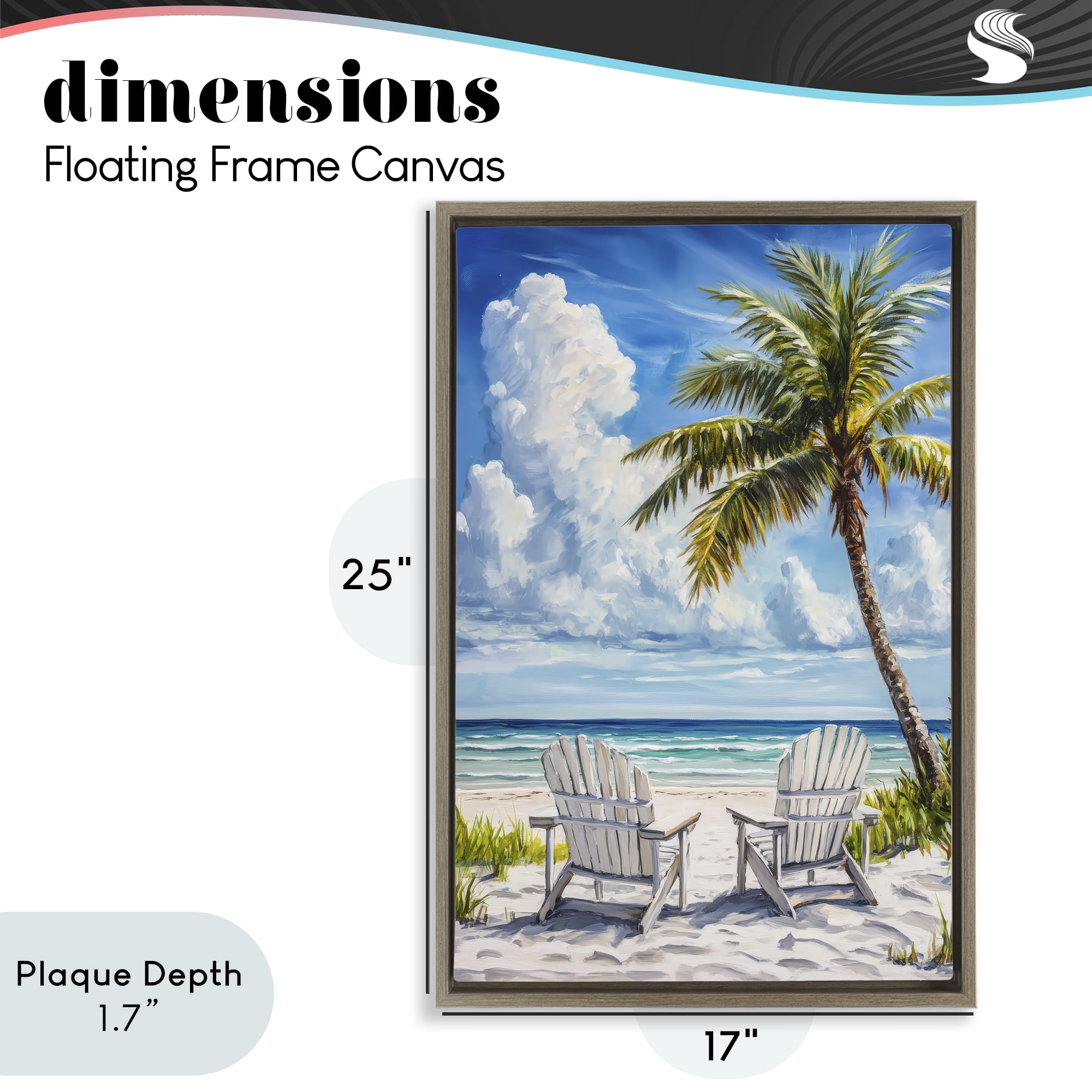 Stupell Industries Clouded Beach with Looming Palm Brown Framed Floater Canvas Wall Art, design by Petal Prints Design